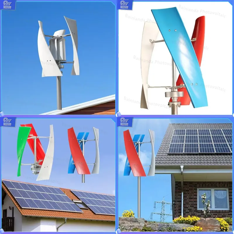 Wind Solar Hybrid Kit - เครื่องกำเนิดไฟฟ้าพลังงานแสงอาทิตย์และพลังงานลมแบบไฮบริด 5KW ระบบพลังงานในบ้านแบบแกนตั้ง ชุดอุปกรณ์พลังงานนอกระบบ โซลูชันพลังงานทดแทนสำหรับ