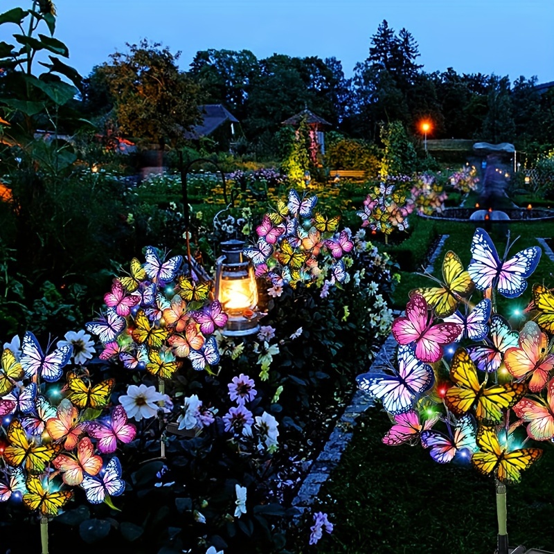 Solar Street Light Led - พลังงานแสงอาทิตย์ LED สวนผีเสื้อไฟกันน้ําที่มีสีสันโคมไฟสนามหญ้ากลางแจ้งสําหรับลานลานเทศกาลคริสต์มาสตกแต่งหลังคา