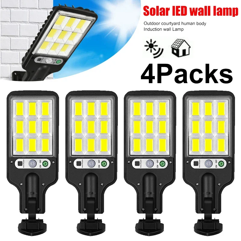Solar Street Light Led - ไฟ LED พลังงานแสงอาทิตย์สำหรับภายนอกอาคาร ติดผนัง ชาร์จไฟได้ พร้อมระบบเซ็นเซอร์