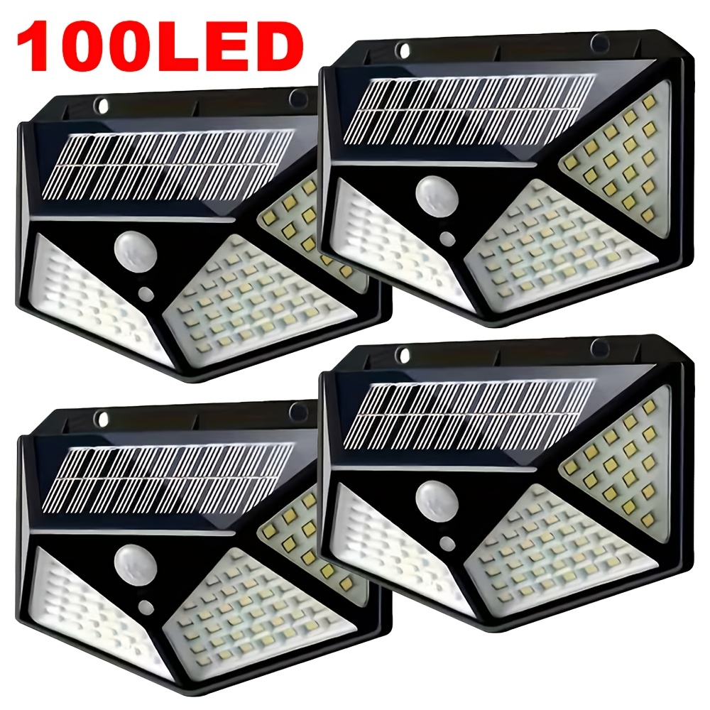 Solar Street Light Led - ไฟสวนโซลาร์เซลล์ 100LED สำหรับภายนอกอาคาร พร้อมเซ็นเซอร์ตรวจจับความเคลื่อนไหว กันน้ำ ใช้ติดผนัง
