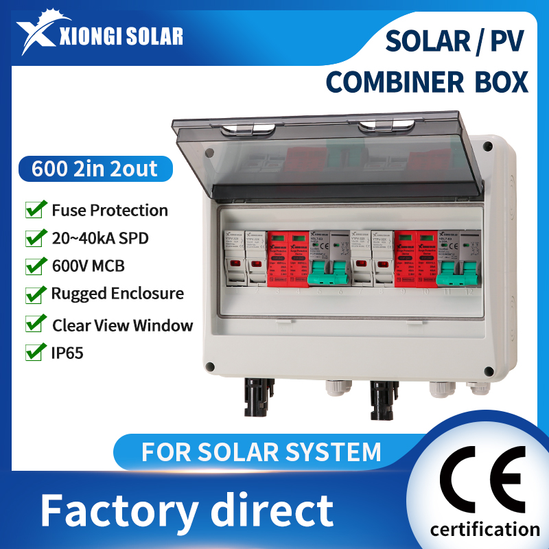 Renewable Energy Us - กล่องรวมสายไฟฟ้าโซลาร์เซลล์แบบทองแดงแท้ 600V 2 เข้า 2 ออก