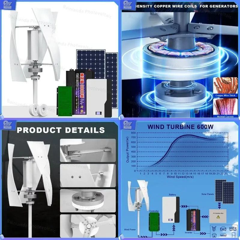 ระบบไฮบริดกังหันลมแนวตั้งและแผ - Wind Solar Hybrid Kit บทวิจารณ์และราคา